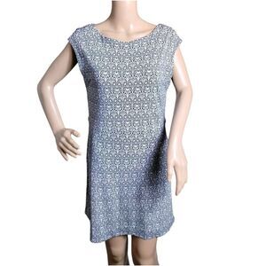 Tory Burch Shift Dress Woman's‎ Medium Blue White Geometric Sleeveless Designer